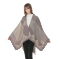 Damen bedruckter Poncho Cape Wendbare vorne offene Schals und Wraps